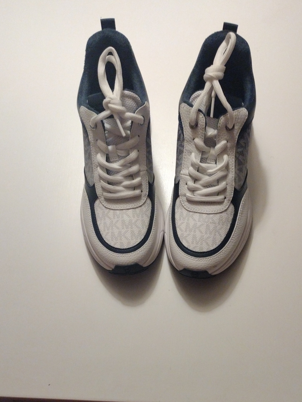 Michael KORS, Womens White and Navy Athletic wedge hill Sneakers